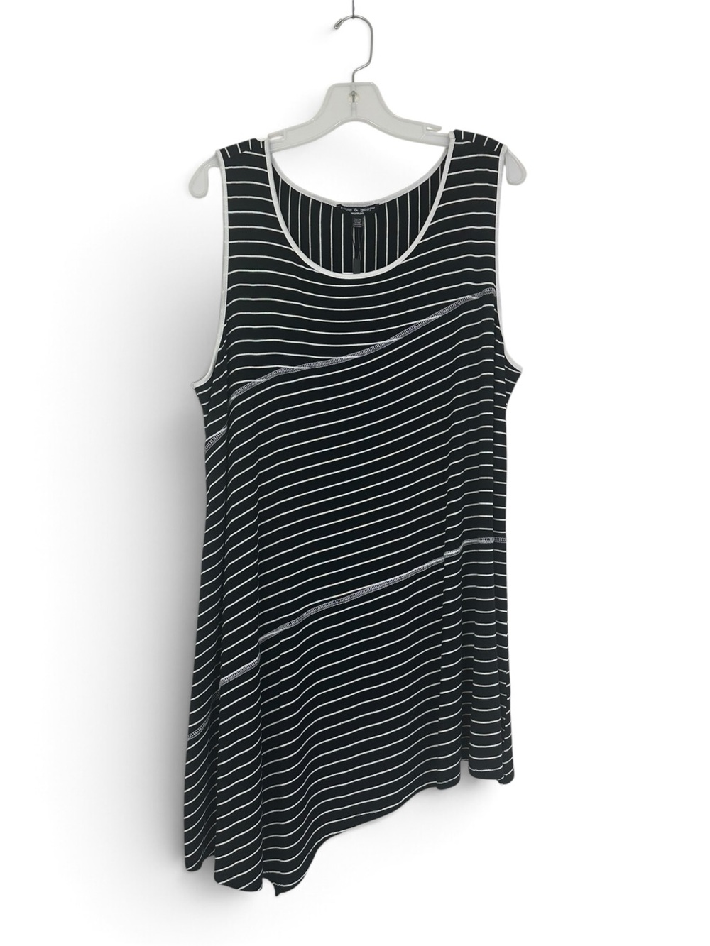 Cable & Gauge 1X NWT Black White Striped Asymmetrical Tunic Top
